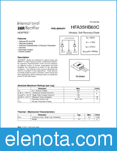 International Rectifier HFA35HB60C datasheet