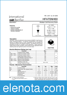 International Rectifier HFA70NH60 datasheet