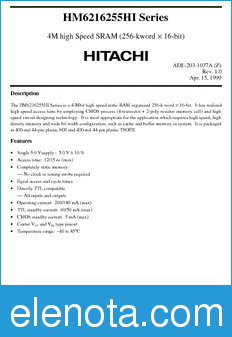 Hitachi HM6216255HTTI datasheet