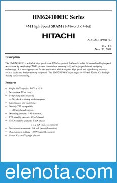 Hitachi HM624100HCJP datasheet