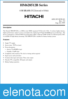 Hitachi HM628512BLP-xxUL datasheet