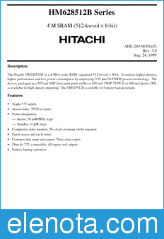 Hitachi HM628512BLP datasheet