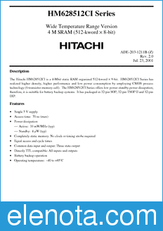 Hitachi HM628512CLRRI datasheet