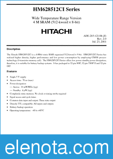 Hitachi HM628512CLTTI datasheet