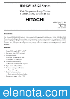 Hitachi HM62V16512LBPI datasheet