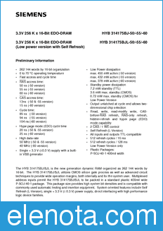 Infineon HYB314175BJ-50 datasheet