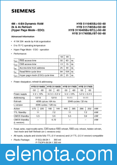Infineon HYB5116405BJ-50 datasheet