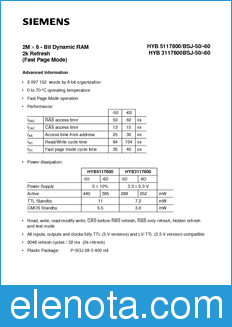 Infineon HYB5117800 datasheet