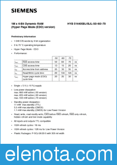 Infineon HYB514405BJ-50 datasheet