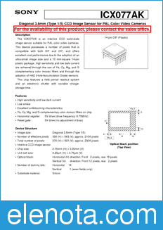 Sony Semiconductor ICX077AK datasheet