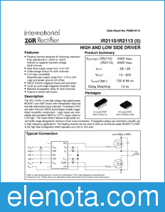International Rectifier IR2110/IR2113 datasheet