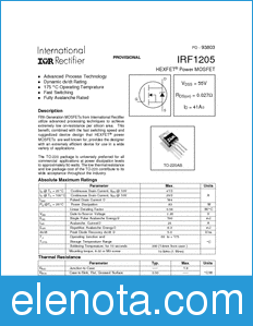 International Rectifier IRF1205 datasheet