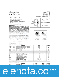International Rectifier IRF1404S datasheet