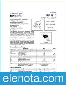 International Rectifier IRF5210 datasheet
