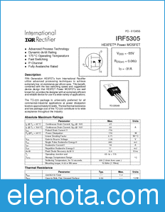 International Rectifier IRF5305 datasheet
