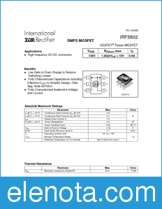 International Rectifier IRF5802 datasheet