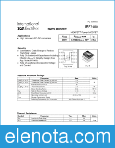 International Rectifier IRF7450 datasheet