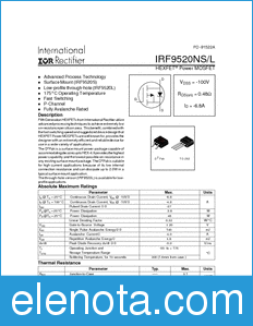 International Rectifier IRF9520NL datasheet