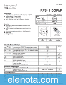 International Rectifier IRFB4110GPBF datasheet