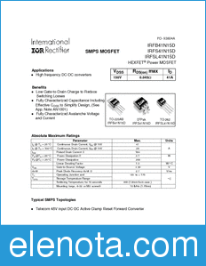 International Rectifier IRFB41N15D datasheet