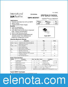 International Rectifier IRFBA31N50L datasheet