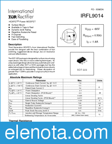 International Rectifier IRFL9014 datasheet