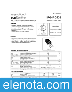 International Rectifier IRG4PC50S datasheet