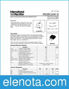 International Rectifier IRGBC20K-S datasheet