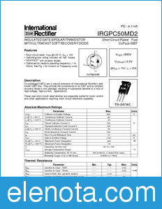 International Rectifier IRGPC50MD2 datasheet