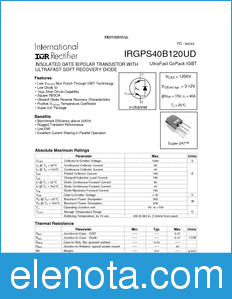 International Rectifier IRGPS40B120UD datasheet