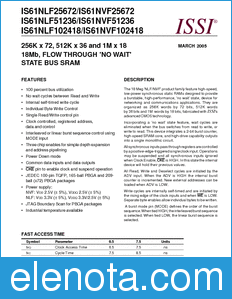 ISSI IS61NLF25672 datasheet