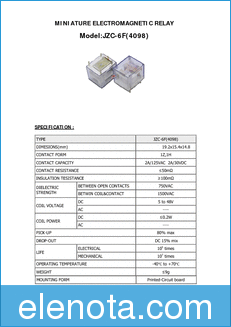 Made in China JZC-6F005 datasheet