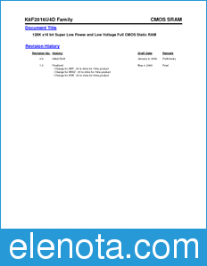 Samsung K6F2016U4D datasheet