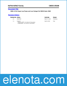 Samsung K6F4016R4D datasheet