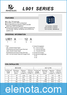 RAYEX ELECTRONICS L901 datasheet