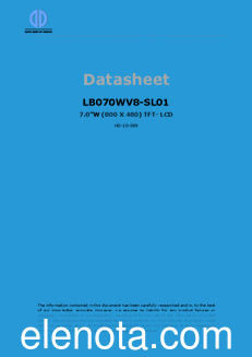 LG Philips LB070WV8-SL01 datasheet
