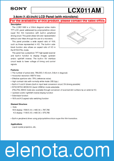 Sony Semiconductor LCX011AM datasheet