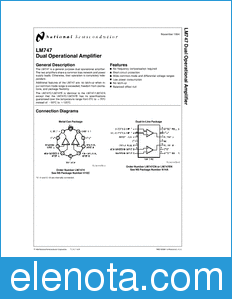National Semiconductor LM747 datasheet