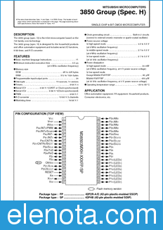 Mitsubishi M38507F8SP datasheet