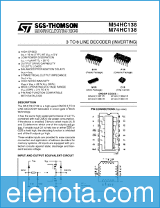 SGS (STMicroelectronics) M54HC138 datasheet