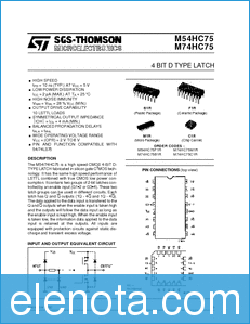 SGS (STMicroelectronics) M74HC75 datasheet