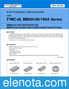 Fujitsu MB89191/193/195/P195/PV190 datasheet