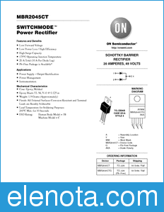 ON Semiconductor MBR2045CT datasheet