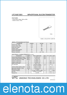 Unisonic Technologies MJE13001