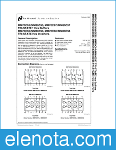 National Semiconductor MM70C95 datasheet