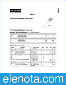 Fairchild MPS651 datasheet