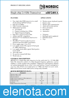 Nordic Semiconductor NRF2401A datasheet