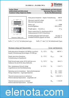 Diotec Semiconductor P6SMBJ15A datasheet