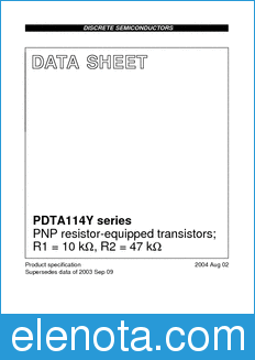 Philips PDTA114Y datasheet