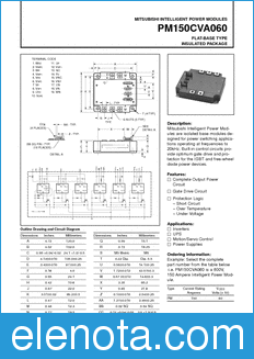 Mitsubishi PM150CVA060 datasheet